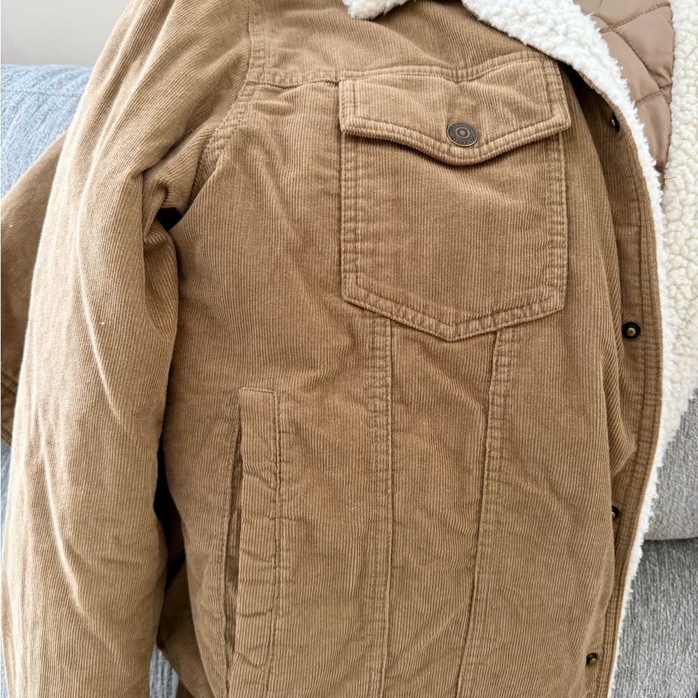 Guess Men's Brown Corduroy Jacket with Sherpa Collar